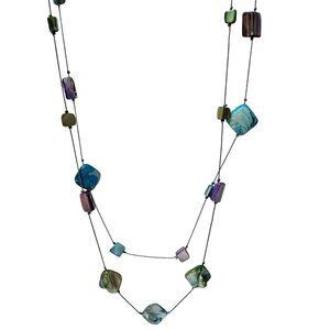 Minicci Multicolor Shell Metal Necklace Chunky Beads Mother of Pearl Jewelry